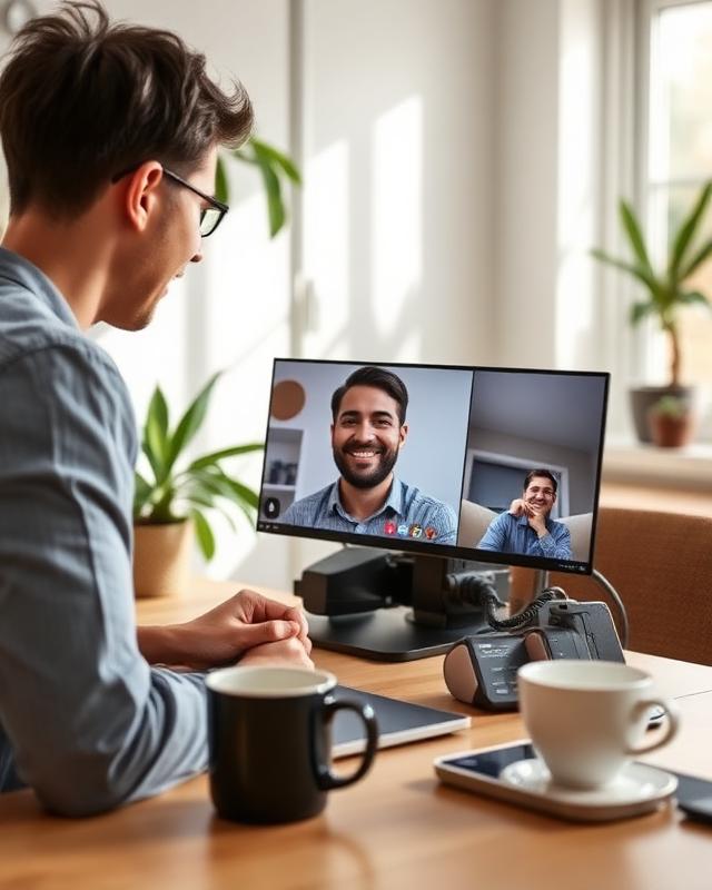 A remote worker on a video call